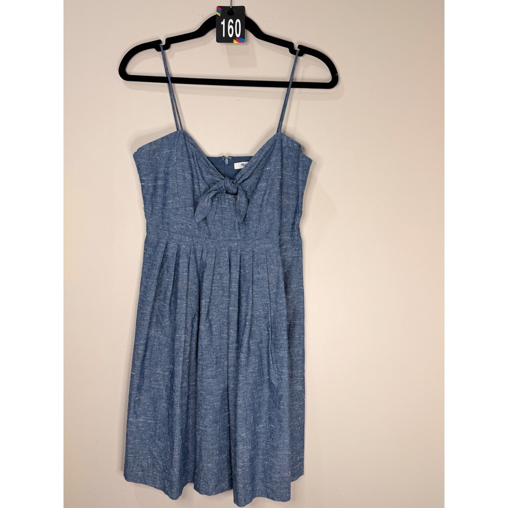 #160 MADEWELL Tie-Front Dress Sz. 2 Blue Chambray PTP: 16" -18"